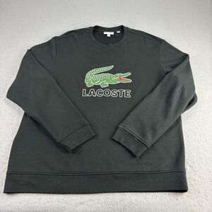 Lacoste Sweatshirt Mens Size 8 (3XL) Black Big Croc Pullover Crew Neck
